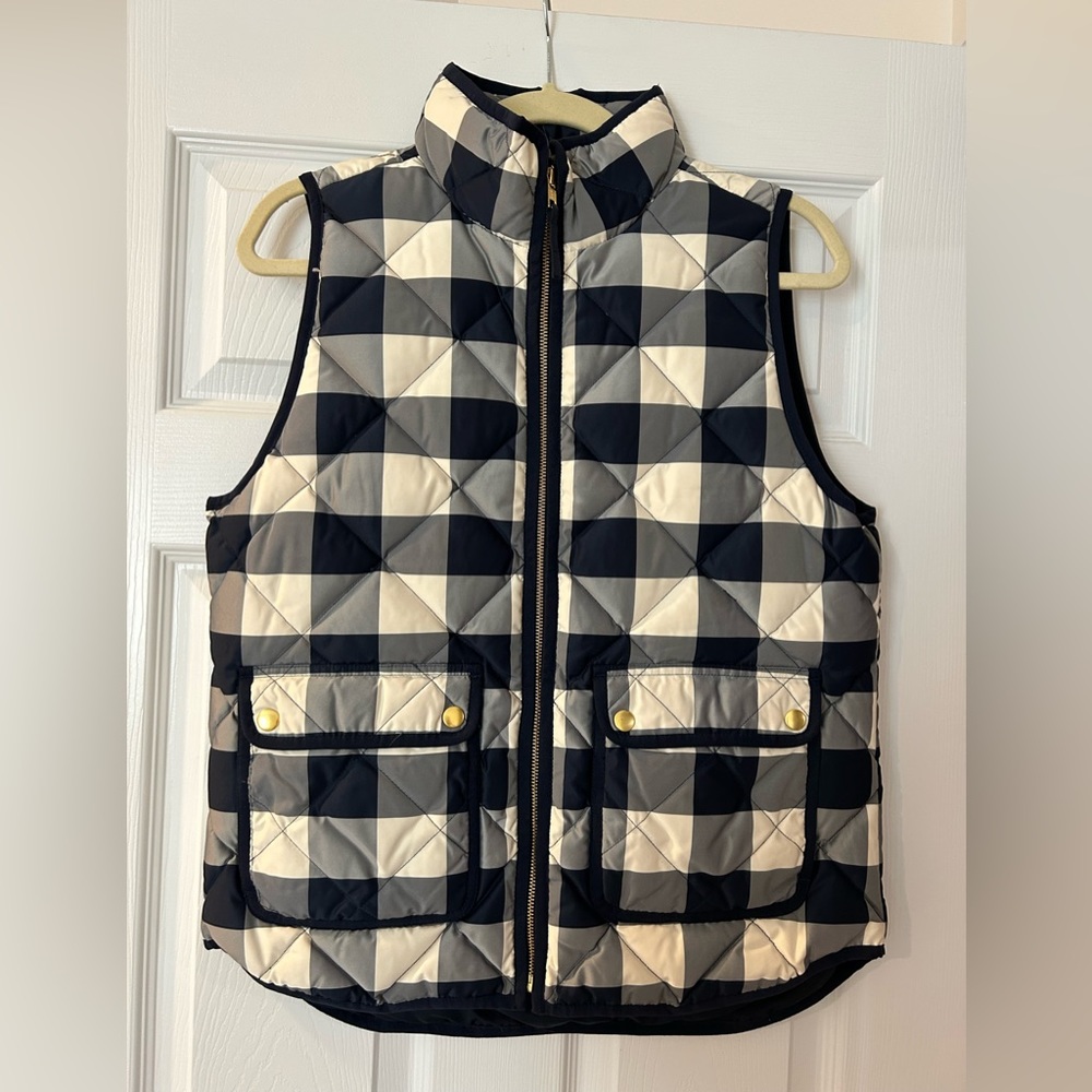 Jcrew navy gingham vest size: m